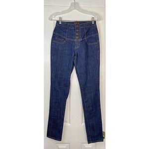 Y2K Zana di Women’s Skinny Straight Leg High Waisted Closure Denim Jeans Blue 7‎